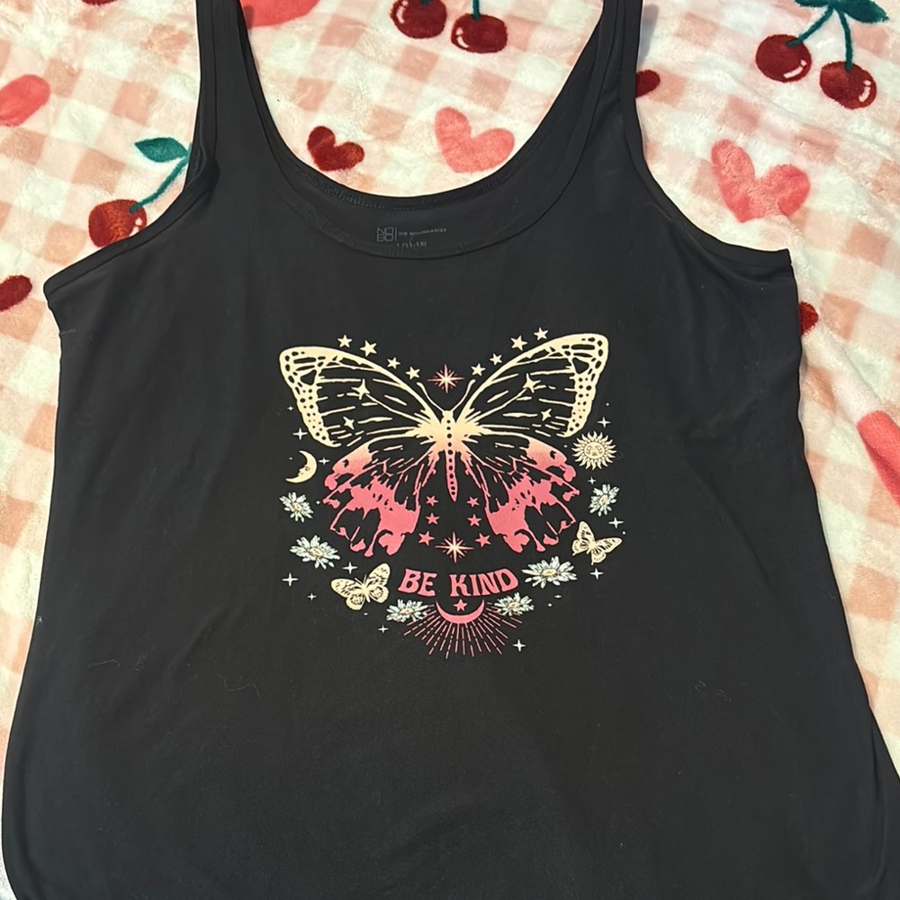No Boundaries Black Tank Top with Pink Accents